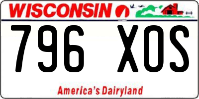 WI license plate 796XOS