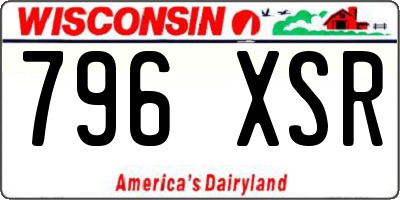 WI license plate 796XSR