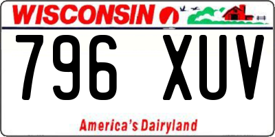 WI license plate 796XUV
