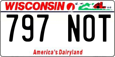 WI license plate 797NOT
