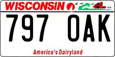 WI license plate 797OAK