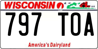 WI license plate 797TOA