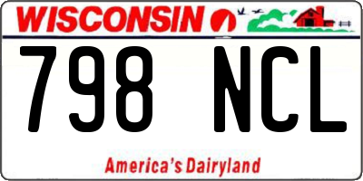 WI license plate 798NCL