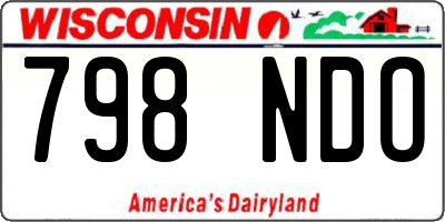 WI license plate 798NDO