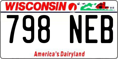 WI license plate 798NEB