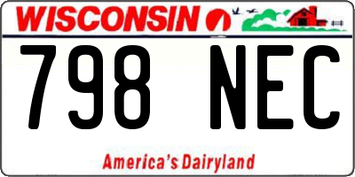 WI license plate 798NEC
