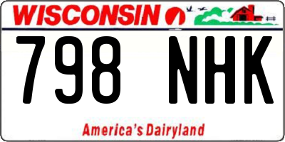 WI license plate 798NHK