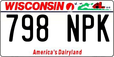 WI license plate 798NPK