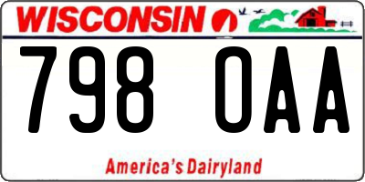 WI license plate 798OAA