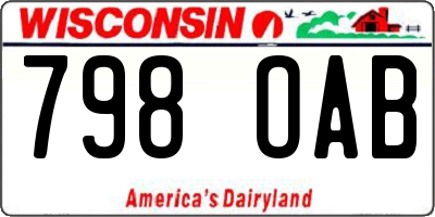 WI license plate 798OAB