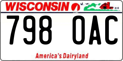 WI license plate 798OAC