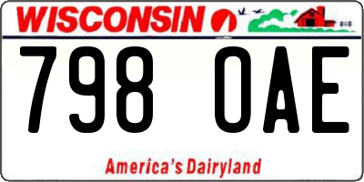WI license plate 798OAE
