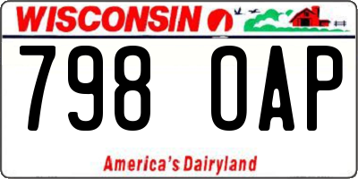 WI license plate 798OAP