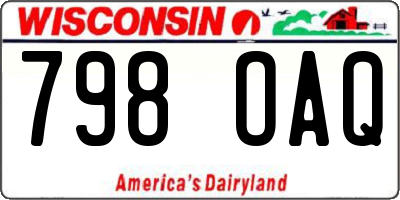 WI license plate 798OAQ