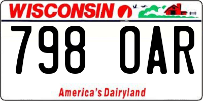 WI license plate 798OAR