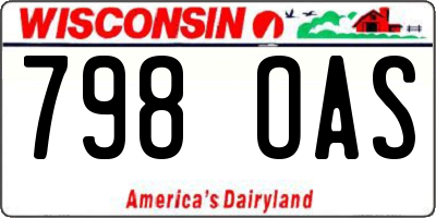 WI license plate 798OAS
