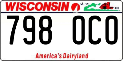 WI license plate 798OCO