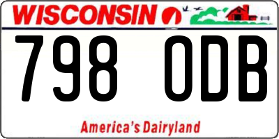 WI license plate 798ODB