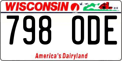 WI license plate 798ODE