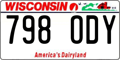 WI license plate 798ODY