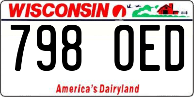 WI license plate 798OED