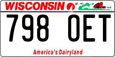 WI license plate 798OET