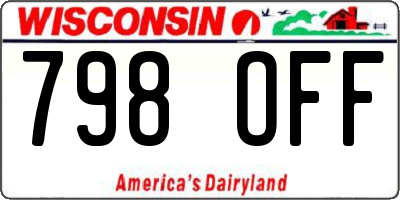 WI license plate 798OFF