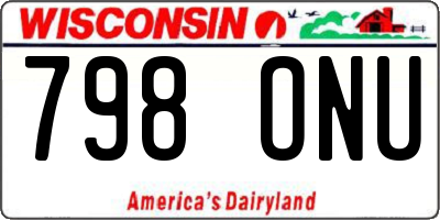 WI license plate 798ONU
