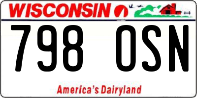 WI license plate 798OSN
