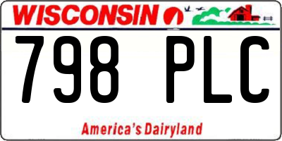 WI license plate 798PLC
