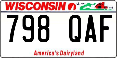 WI license plate 798QAF