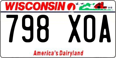 WI license plate 798XOA