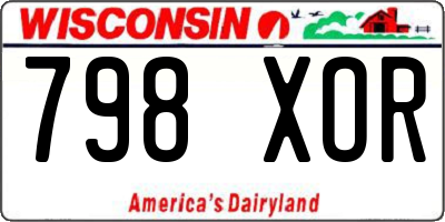 WI license plate 798XOR