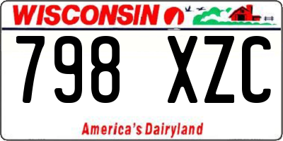 WI license plate 798XZC