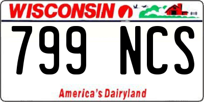 WI license plate 799NCS
