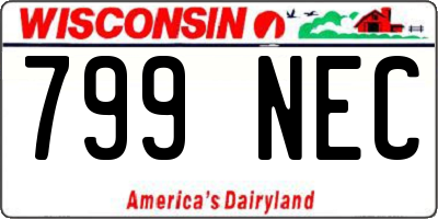 WI license plate 799NEC