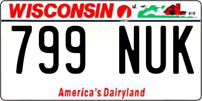 WI license plate 799NUK