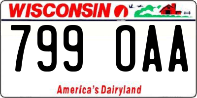 WI license plate 799OAA