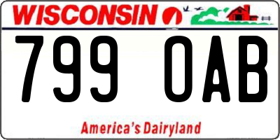 WI license plate 799OAB