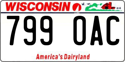WI license plate 799OAC