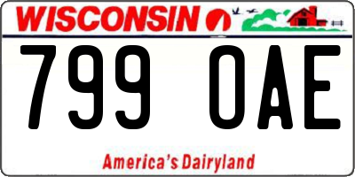 WI license plate 799OAE