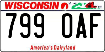WI license plate 799OAF