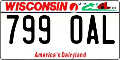 WI license plate 799OAL
