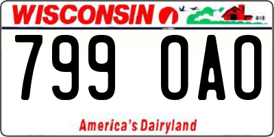 WI license plate 799OAO
