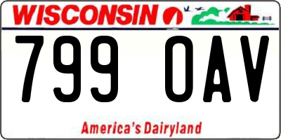 WI license plate 799OAV