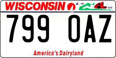 WI license plate 799OAZ