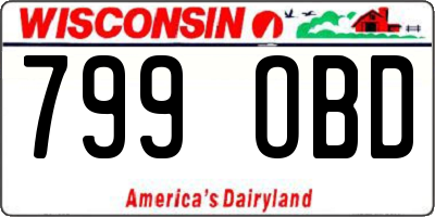 WI license plate 799OBD