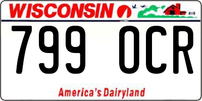 WI license plate 799OCR