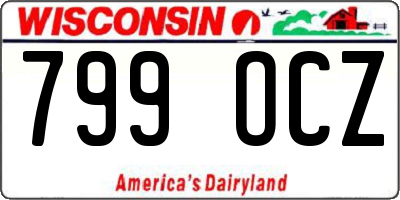 WI license plate 799OCZ