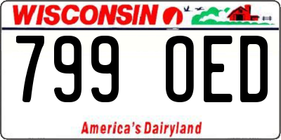 WI license plate 799OED